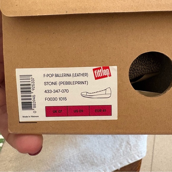 Fitflop F-Pop Ballerina Leather Stone Pebbleprint Gray Women's Flats Sz.9 - Picture 7 of 7